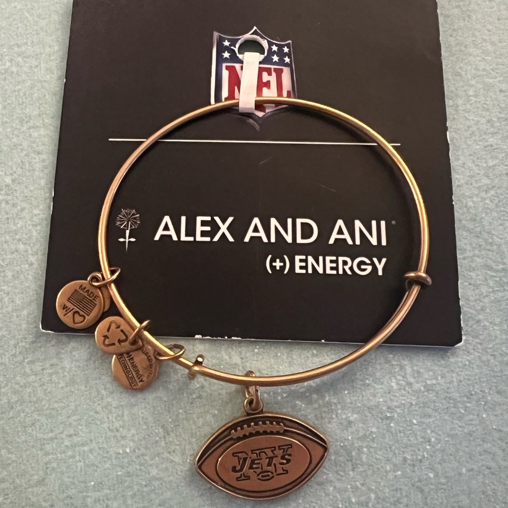 Alex and Ani (+) Energy NFL New York NY Jets‎ Football Gold Bangle Bracelet